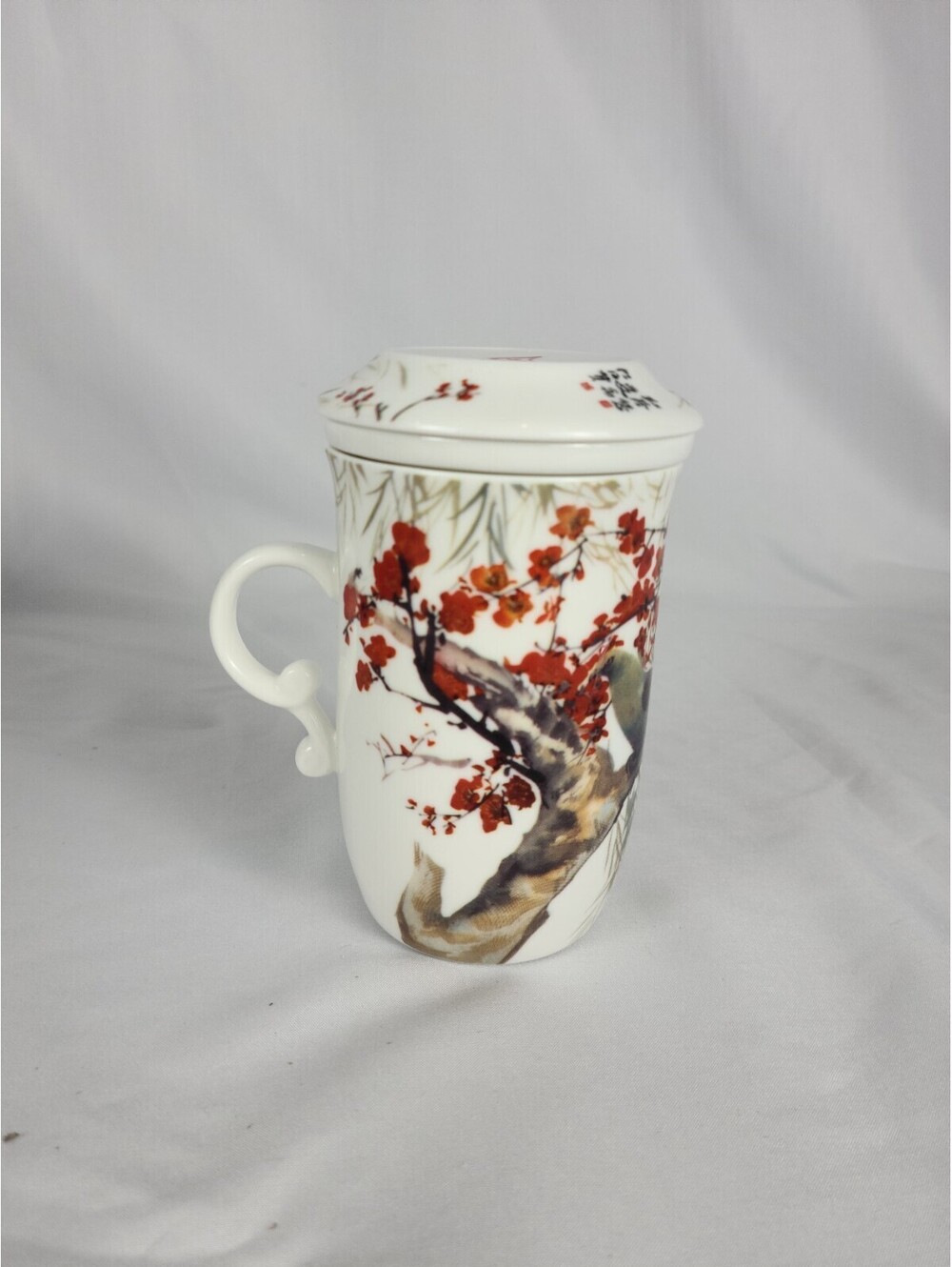 Teavana Ceramics Chen Haizen 3 Piece Tea Infuser Mug Set Birds Flowers